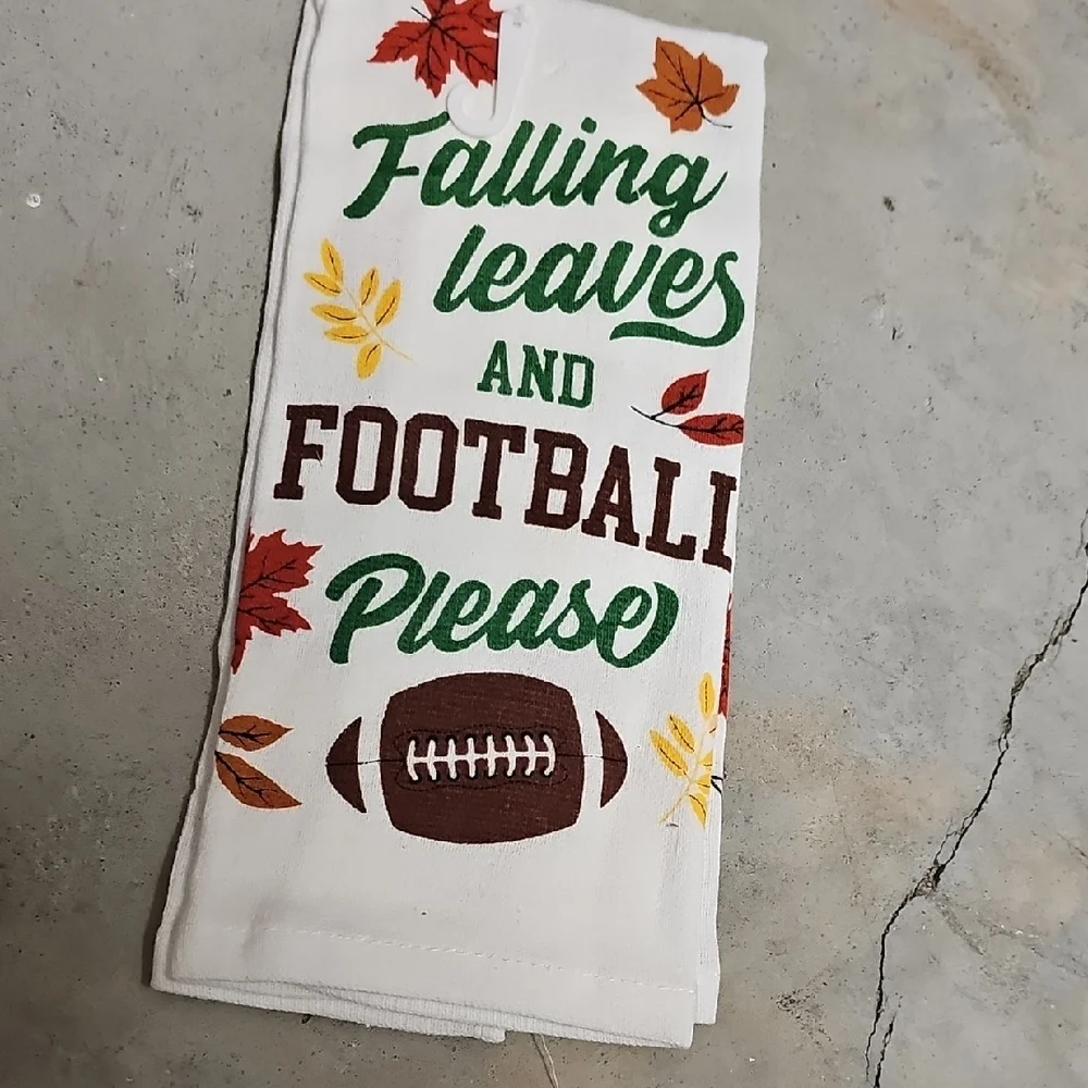 Nwt Fall Leaves and Football Please Kitchen Towel